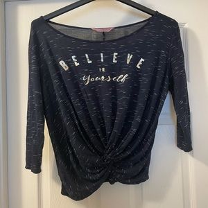 Navy 3/4 Sleeve Jr Large Sjs Believe in Yourself T